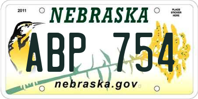 NE license plate ABP754