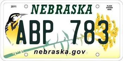 NE license plate ABP783