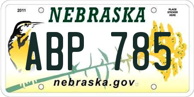 NE license plate ABP785