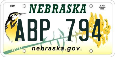 NE license plate ABP794
