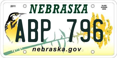 NE license plate ABP796