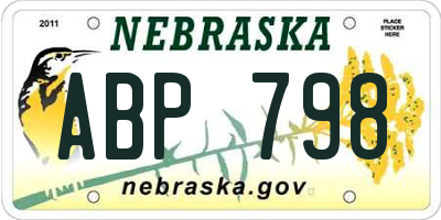 NE license plate ABP798