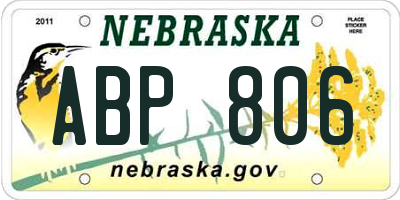 NE license plate ABP806
