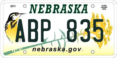 NE license plate ABP835