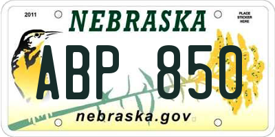 NE license plate ABP850