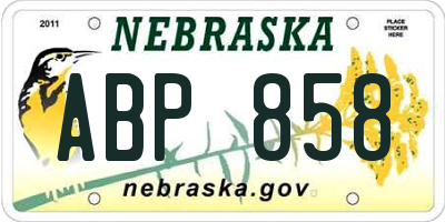 NE license plate ABP858