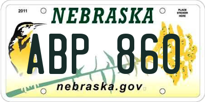 NE license plate ABP860