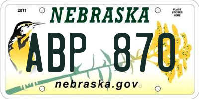 NE license plate ABP870