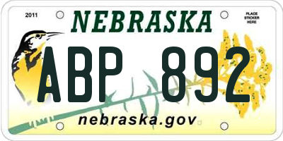 NE license plate ABP892