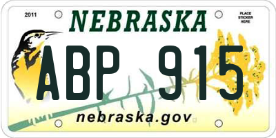 NE license plate ABP915