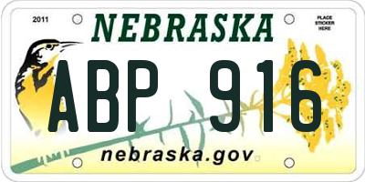 NE license plate ABP916