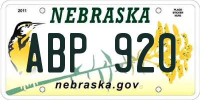 NE license plate ABP920
