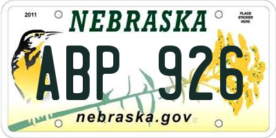 NE license plate ABP926