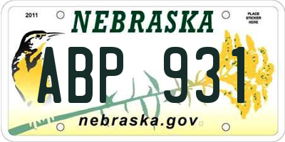 NE license plate ABP931