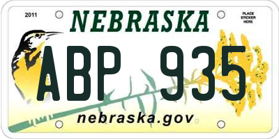 NE license plate ABP935