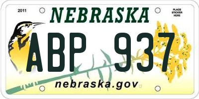 NE license plate ABP937