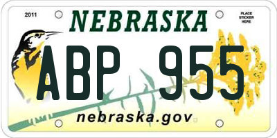 NE license plate ABP955