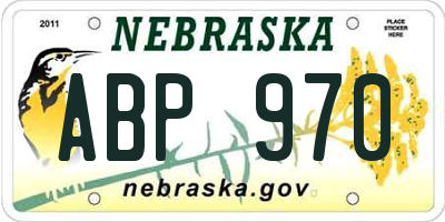 NE license plate ABP970