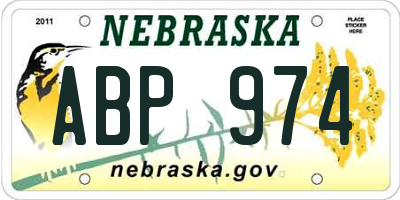 NE license plate ABP974