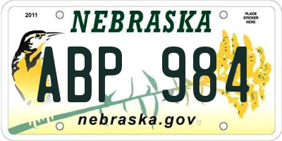 NE license plate ABP984