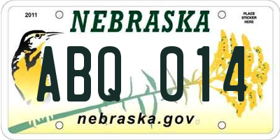 NE license plate ABQ014