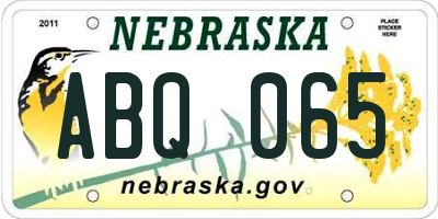 NE license plate ABQ065