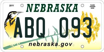NE license plate ABQ093