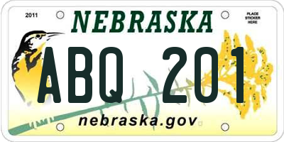 NE license plate ABQ201