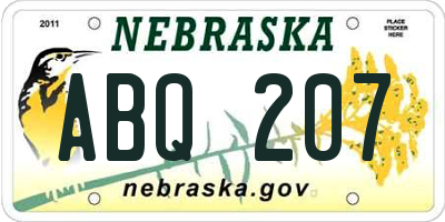 NE license plate ABQ207