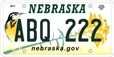 NE license plate ABQ222