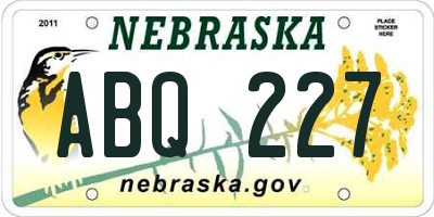 NE license plate ABQ227