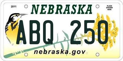 NE license plate ABQ250