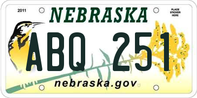 NE license plate ABQ251