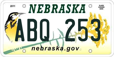 NE license plate ABQ253