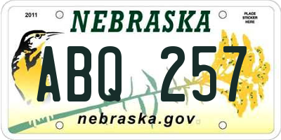 NE license plate ABQ257
