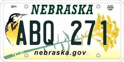 NE license plate ABQ271