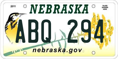 NE license plate ABQ294