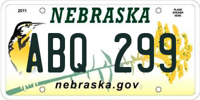 NE license plate ABQ299