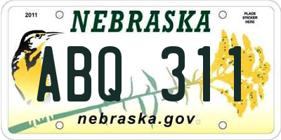 NE license plate ABQ311