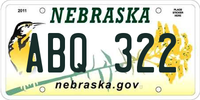 NE license plate ABQ322