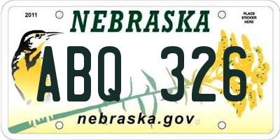 NE license plate ABQ326