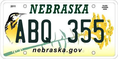 NE license plate ABQ355