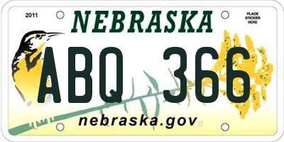 NE license plate ABQ366