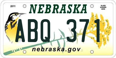 NE license plate ABQ371