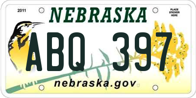 NE license plate ABQ397