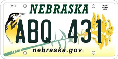 NE license plate ABQ431