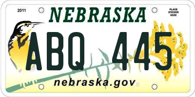NE license plate ABQ445