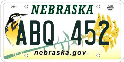 NE license plate ABQ452