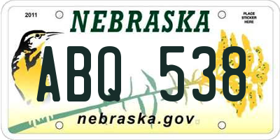 NE license plate ABQ538