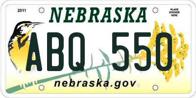 NE license plate ABQ550